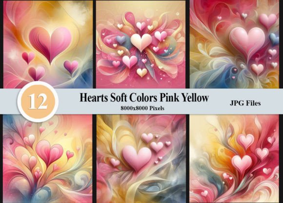 Download Hearts Soft Colors Pink Yellow Backdrops - Soft colors Collection