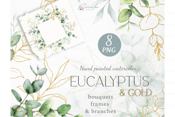Download Gold Eucalyptus Watercolor Clipart - Eucalyptus Collection