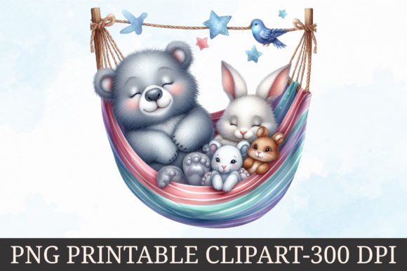 Download Adorable Animals in Hammock Clipart - Adorable animals Collection