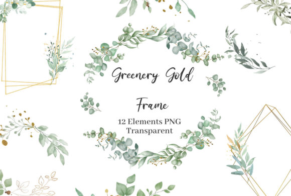 Download Watercolor Green Gold Eucalyptus Geometr - Eucalyptus Collection