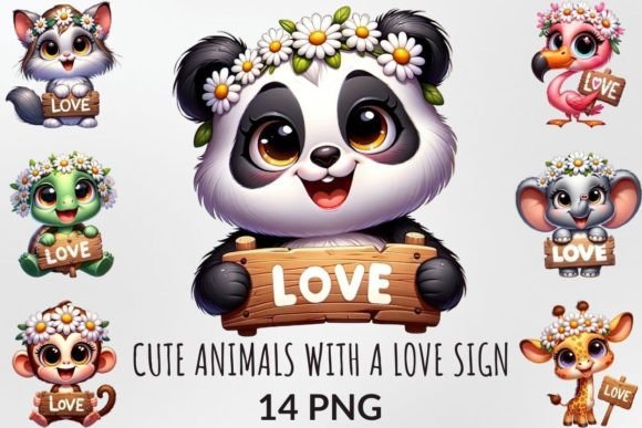 Download Adorable Animals with a Love Sign - Adorable animals Collection