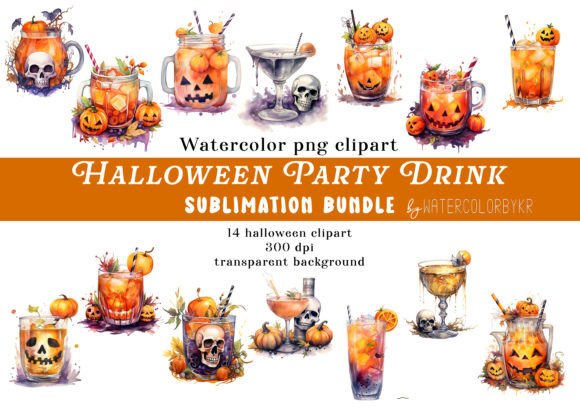Download Watercolor Halloween Party Drink Bundle - Party drink Collection
